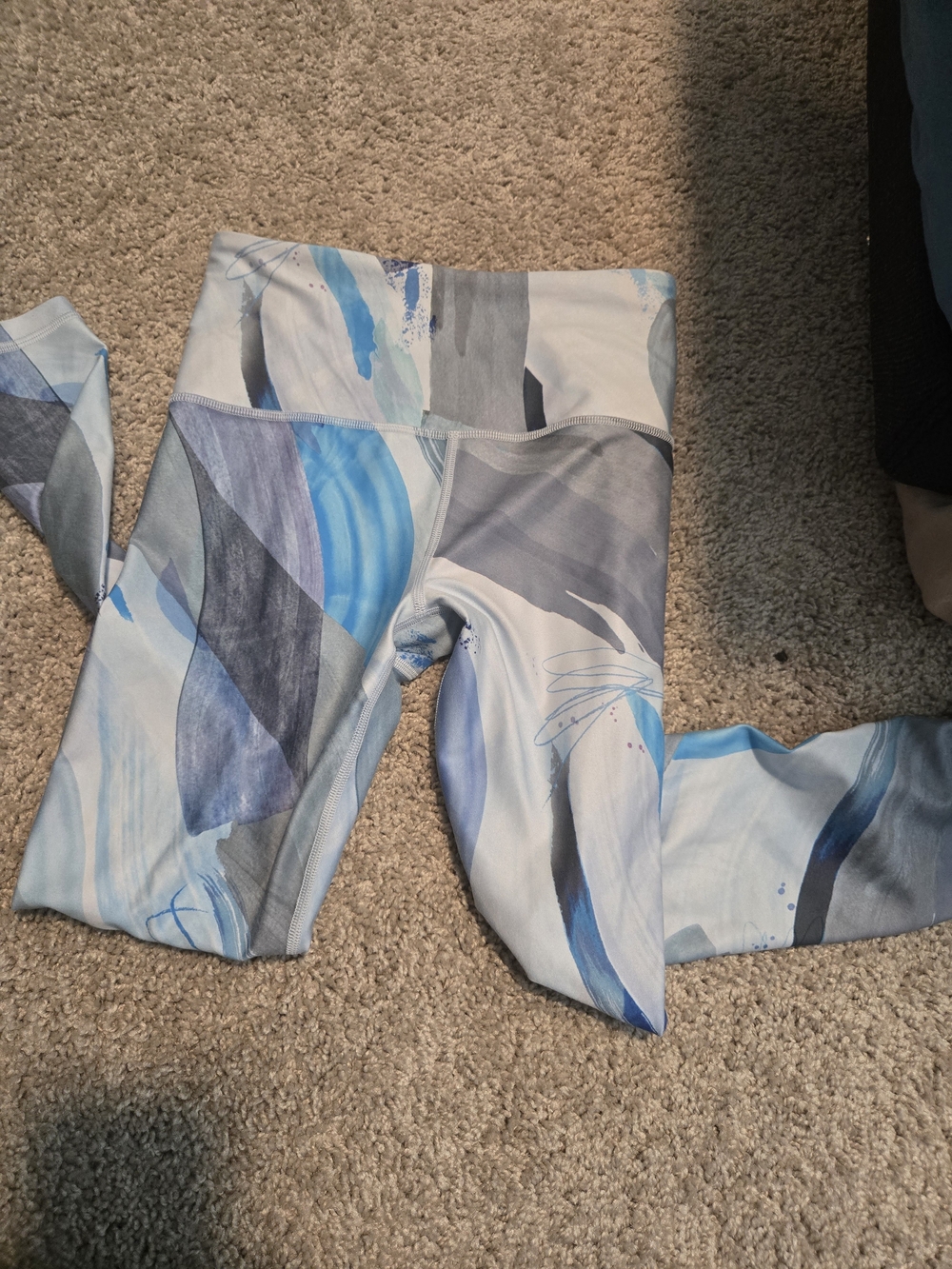 Athleta Blue & Gray Abstract Print Leggings